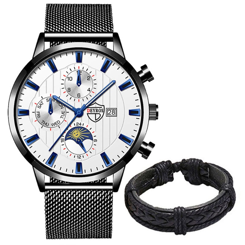 uhren herren Luxus Neue Herren Business Uhren Edelstahl Mesh Gürtel Quarz Armbanduhr Männer Sport Armband Casual Leucht Uhr Uhr